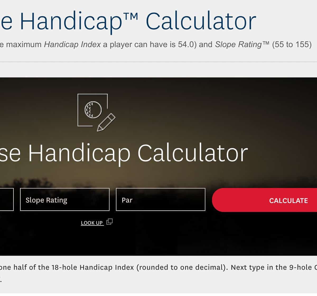 USGA golf handicap - course handicap - handicap index
